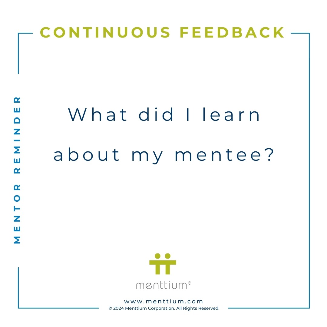 Mentor Tip Feedback Question 101 - What did I learn about my mentee?